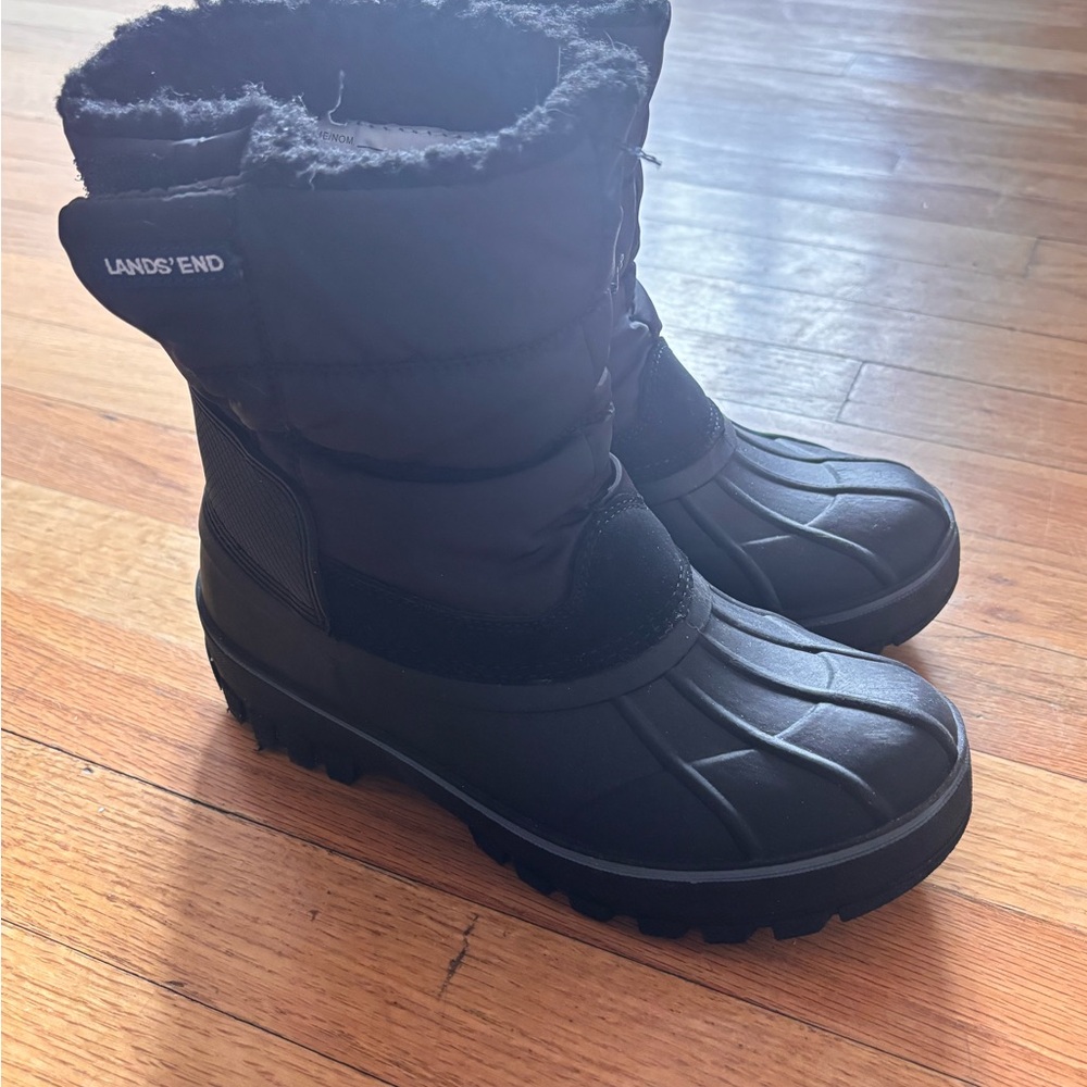 Lands' End Black Waterproof Winter Snow Boots